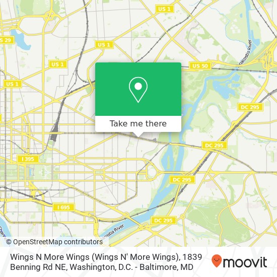 Mapa de Wings N More Wings (Wings N' More Wings), 1839 Benning Rd NE