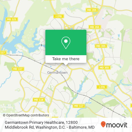 Mapa de Germantown Primary Healthcare, 12800 Middlebrook Rd