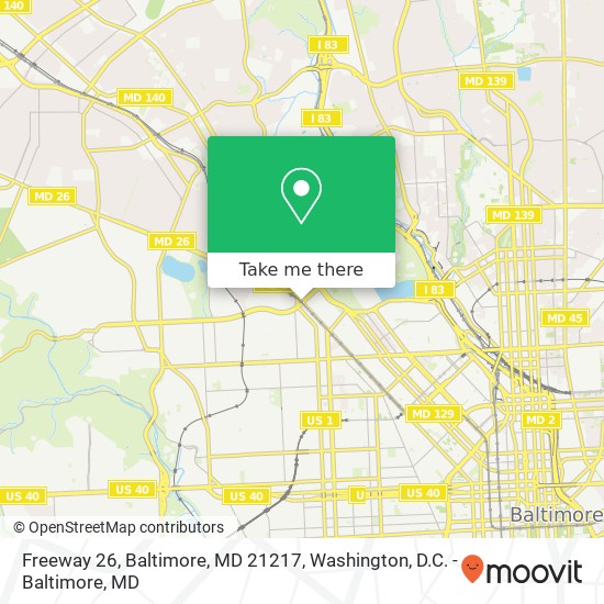 Mapa de Freeway 26, Baltimore, MD 21217