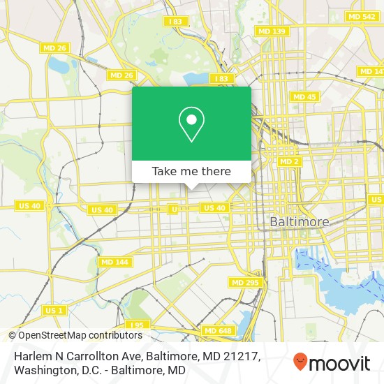 Mapa de Harlem N Carrollton Ave, Baltimore, MD 21217
