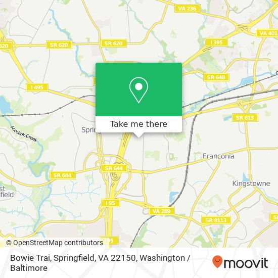 Mapa de Bowie Trai, Springfield, VA 22150