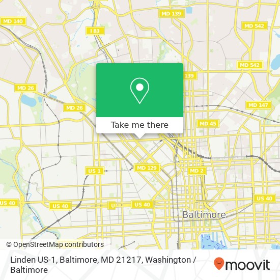 Mapa de Linden US-1, Baltimore, MD 21217