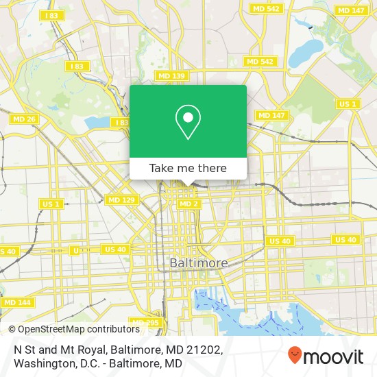 N St and Mt Royal, Baltimore, MD 21202 map