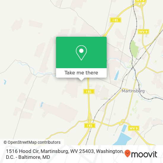 Mapa de 1516 Hood Cir, Martinsburg, WV 25403