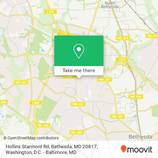 Mapa de Hollins Starmont Rd, Bethesda, MD 20817