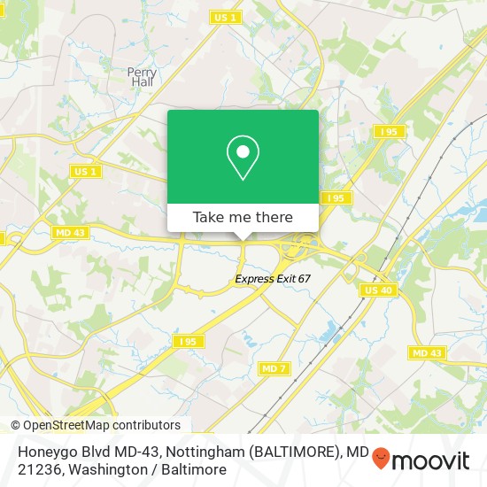 Mapa de Honeygo Blvd MD-43, Nottingham (BALTIMORE), MD 21236