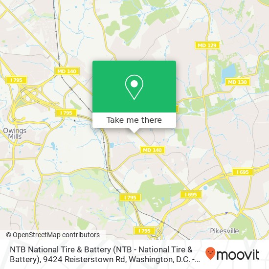 Mapa de NTB National Tire & Battery (NTB - National Tire & Battery), 9424 Reisterstown Rd