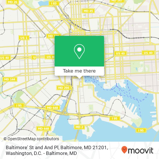 Baltimore' St and And Pl, Baltimore, MD 21201 map