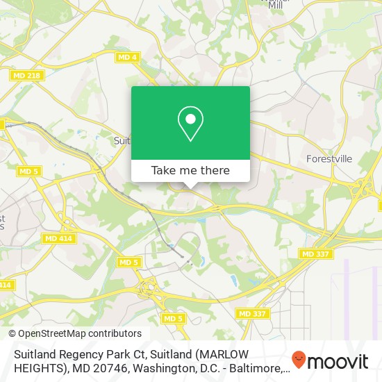 Mapa de Suitland Regency Park Ct, Suitland (MARLOW HEIGHTS), MD 20746