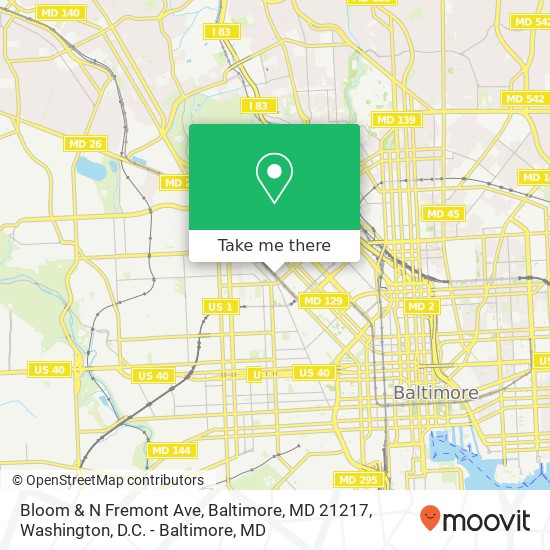 Bloom & N Fremont Ave, Baltimore, MD 21217 map