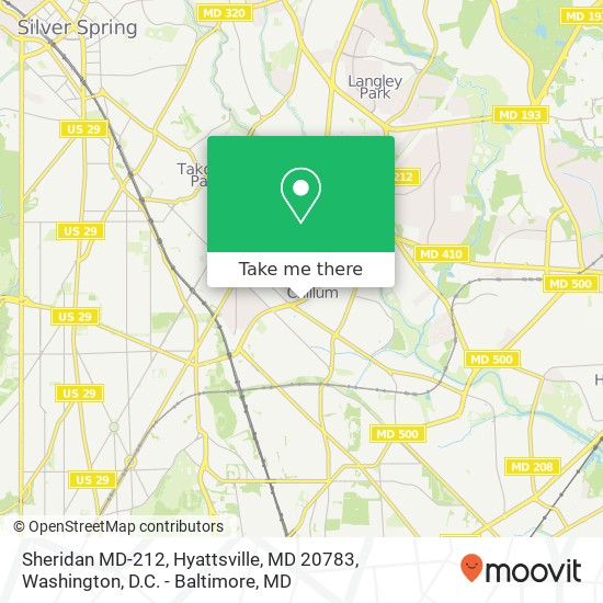 Mapa de Sheridan MD-212, Hyattsville, MD 20783