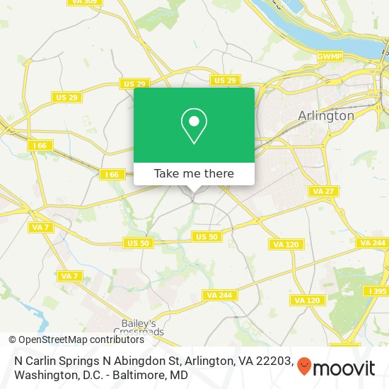 Mapa de N Carlin Springs N Abingdon St, Arlington, VA 22203