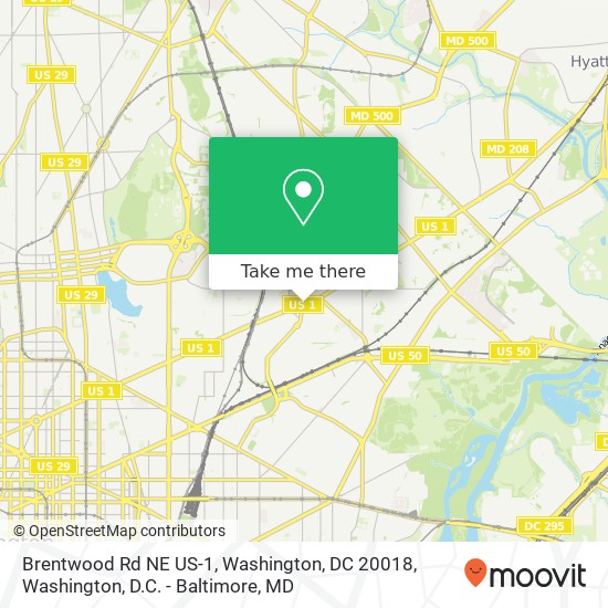 Mapa de Brentwood Rd NE US-1, Washington, DC 20018