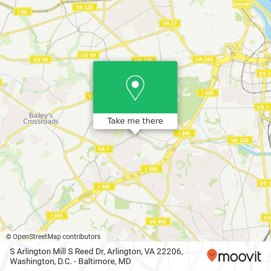 Mapa de S Arlington Mill S Reed Dr, Arlington, VA 22206