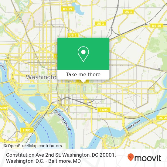 Constitution Ave 2nd St, Washington, DC 20001 map