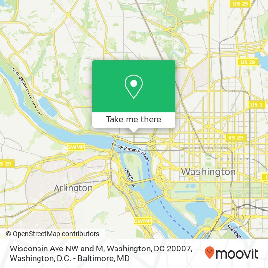 Mapa de Wisconsin Ave NW and M, Washington, DC 20007