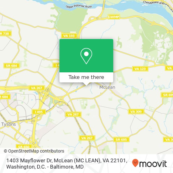 Mapa de 1403 Mayflower Dr, McLean (MC LEAN), VA 22101