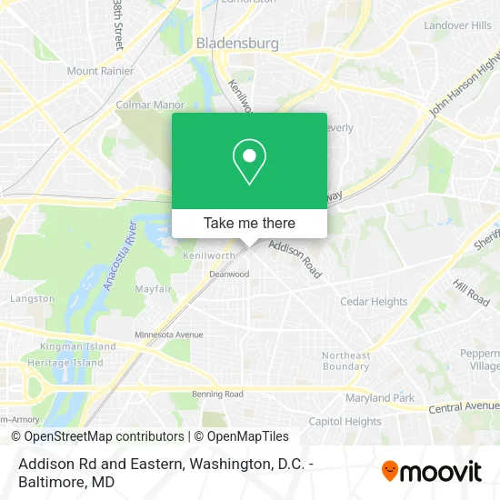 Addison Rd and Eastern map