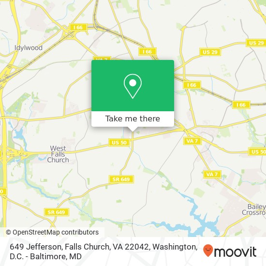 Mapa de 649 Jefferson, Falls Church, VA 22042