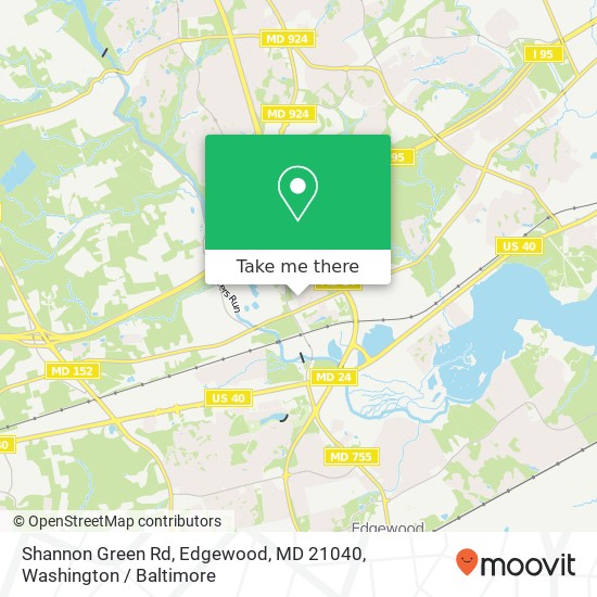 Shannon Green Rd, Edgewood, MD 21040 map