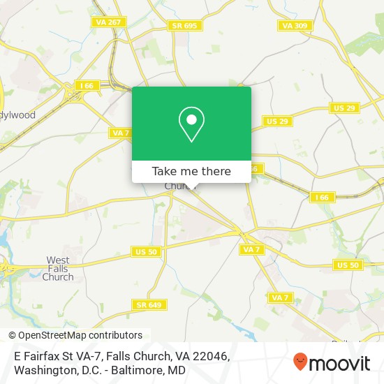 Mapa de E Fairfax St VA-7, Falls Church, VA 22046