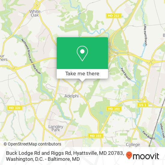 Mapa de Buck Lodge Rd and Riggs Rd, Hyattsville, MD 20783