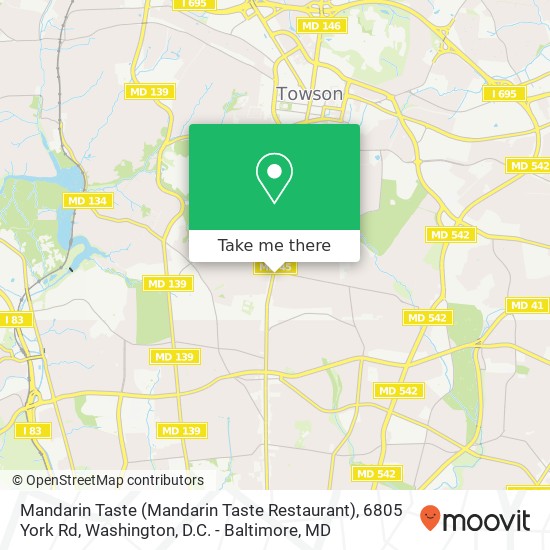 Mapa de Mandarin Taste (Mandarin Taste Restaurant), 6805 York Rd