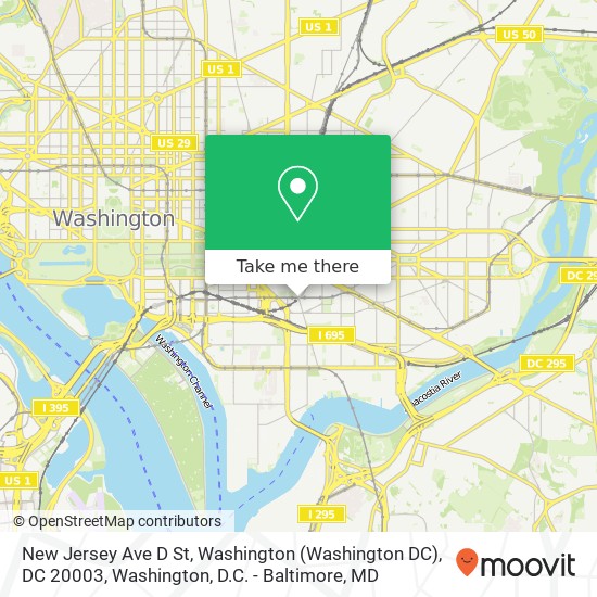 Mapa de New Jersey Ave D St, Washington (Washington DC), DC 20003