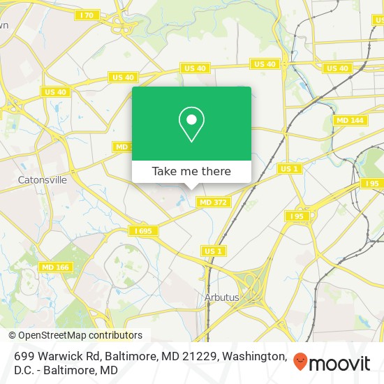 Mapa de 699 Warwick Rd, Baltimore, MD 21229