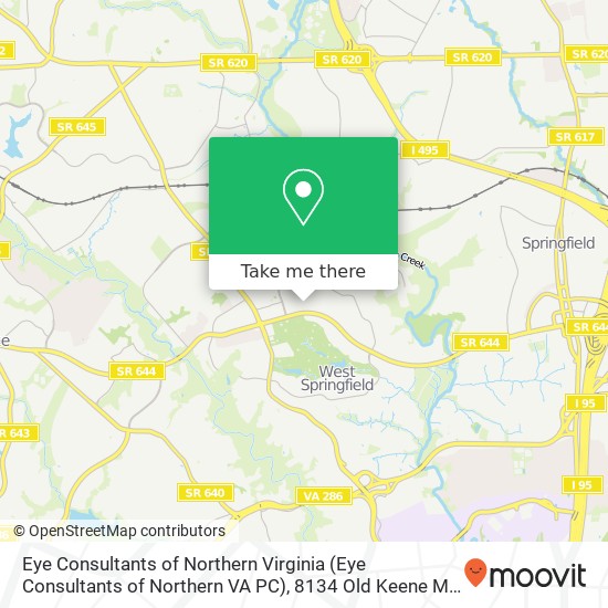 Mapa de Eye Consultants of Northern Virginia (Eye Consultants of Northern VA PC), 8134 Old Keene Mill Rd