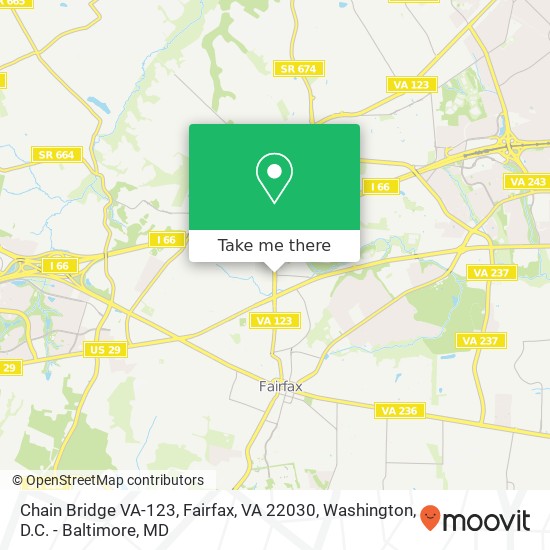 Mapa de Chain Bridge VA-123, Fairfax, VA 22030