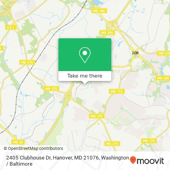 Mapa de 2405 Clubhouse Dr, Hanover, MD 21076