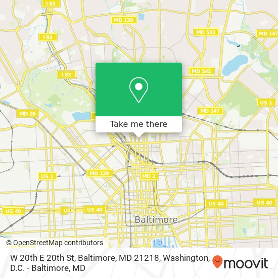 Mapa de W 20th E 20th St, Baltimore, MD 21218