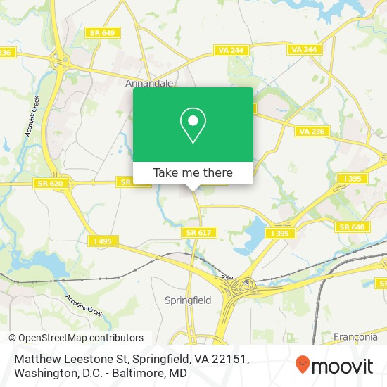 Mapa de Matthew Leestone St, Springfield, VA 22151