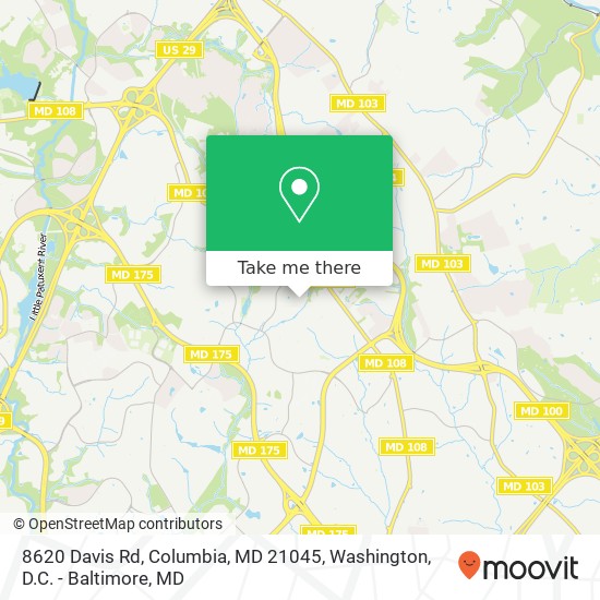 Mapa de 8620 Davis Rd, Columbia, MD 21045