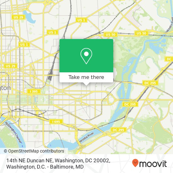 Mapa de 14th NE Duncan NE, Washington, DC 20002