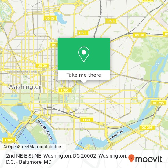 Mapa de 2nd NE E St NE, Washington, DC 20002