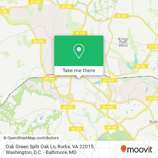 Mapa de Oak Green Split Oak Ln, Burke, VA 22015