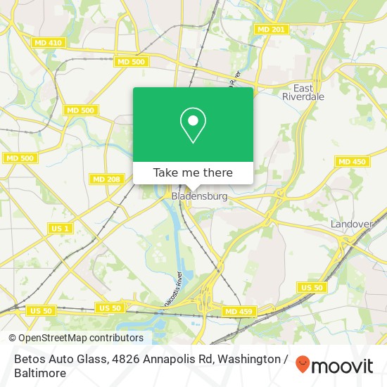 Mapa de Betos Auto Glass, 4826 Annapolis Rd