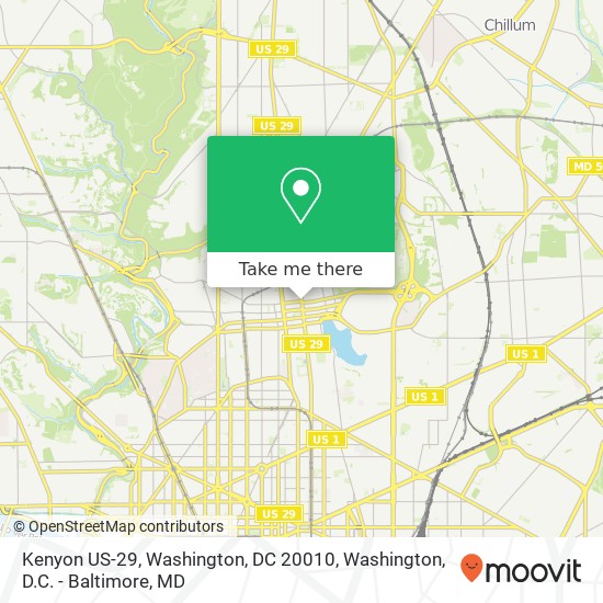 Kenyon US-29, Washington, DC 20010 map