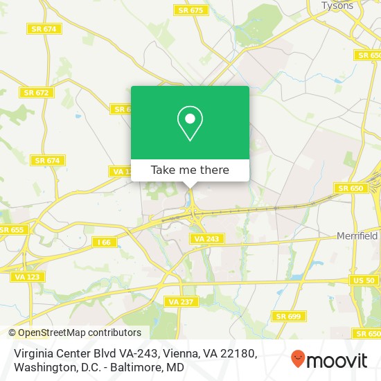 Mapa de Virginia Center Blvd VA-243, Vienna, VA 22180