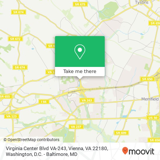 Virginia Center Blvd VA-243, Vienna, VA 22180 map