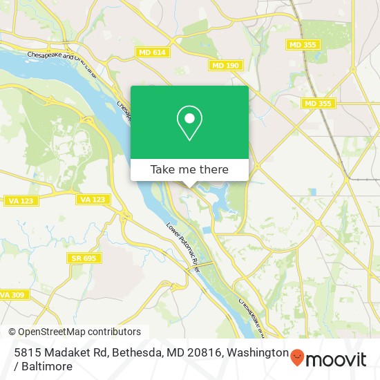 Mapa de 5815 Madaket Rd, Bethesda, MD 20816