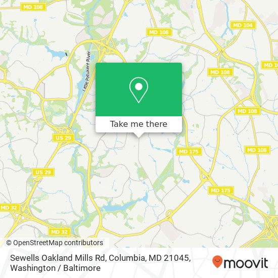 Mapa de Sewells Oakland Mills Rd, Columbia, MD 21045