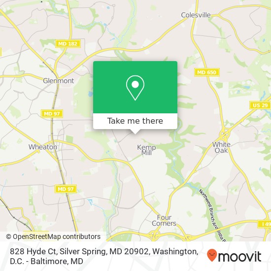 Mapa de 828 Hyde Ct, Silver Spring, MD 20902