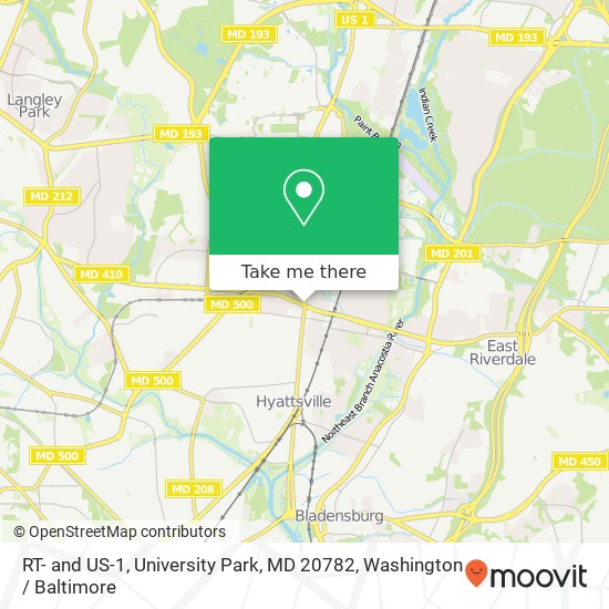RT- and US-1, University Park, MD 20782 map