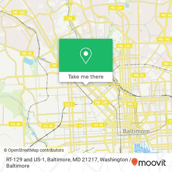 RT-129 and US-1, Baltimore, MD 21217 map