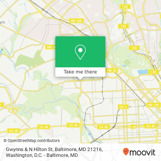 Gwynns & N Hilton St, Baltimore, MD 21216 map