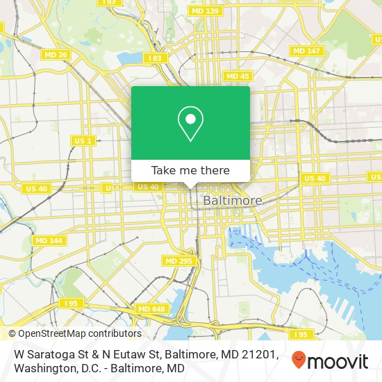 W Saratoga St & N Eutaw St, Baltimore, MD 21201 map