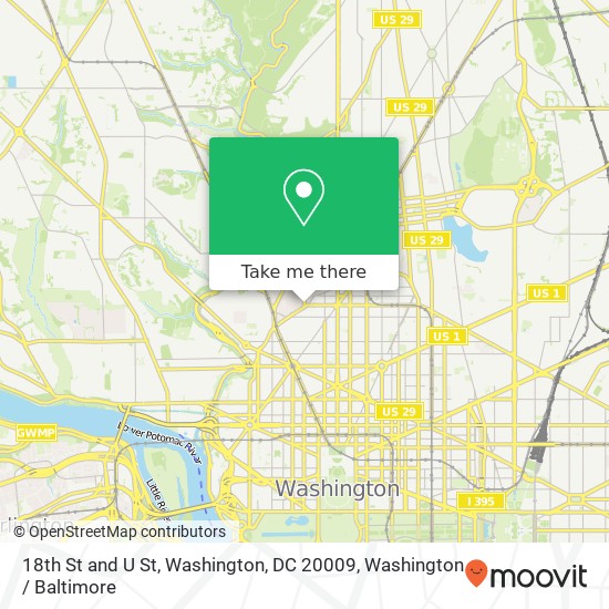 Mapa de 18th St and U St, Washington, DC 20009